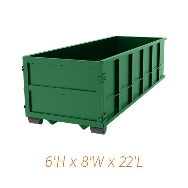 the maximum capacity of our 30-yard dumpsters is 30 cubic yards